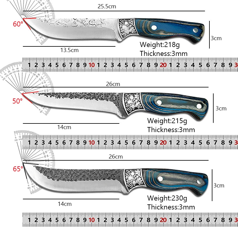 Coltello per disossare, tagliare, affettare, carne, pesce, verdure, incluso fodero di protezione