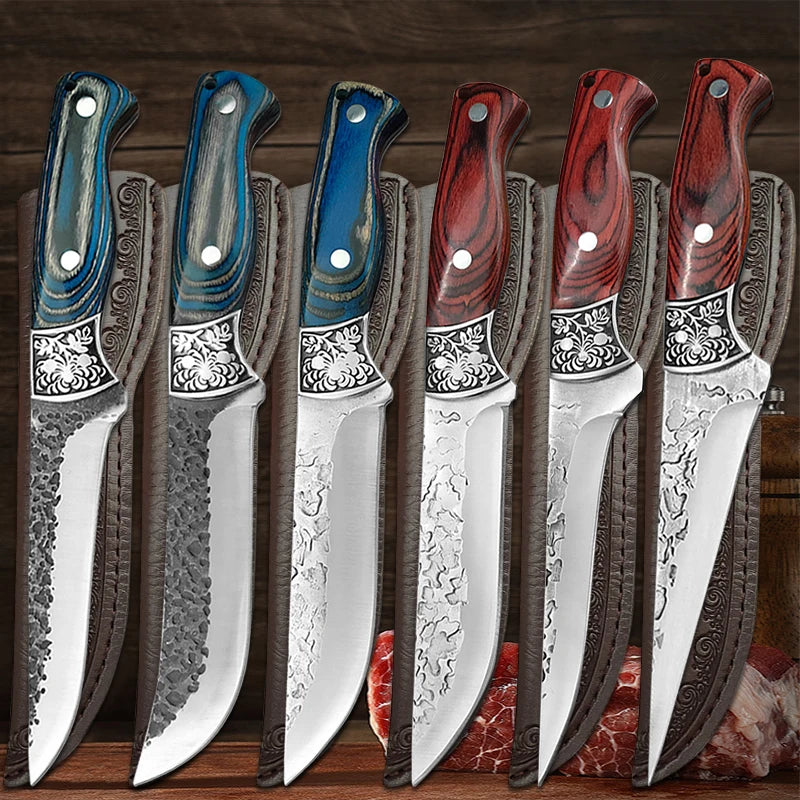 Coltello per disossare, tagliare, affettare, carne, pesce, verdure, incluso fodero di protezione