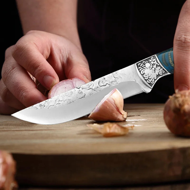 Coltello per disossare, tagliare, affettare, carne, pesce, verdure, incluso fodero di protezione
